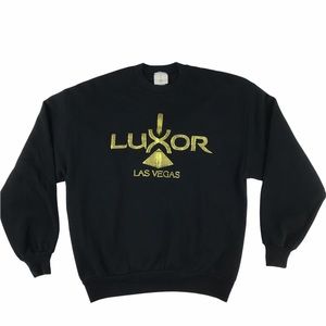 Vintage Luxor mens sweatshirt crew L USA Las Vegas Casino black metallic gold